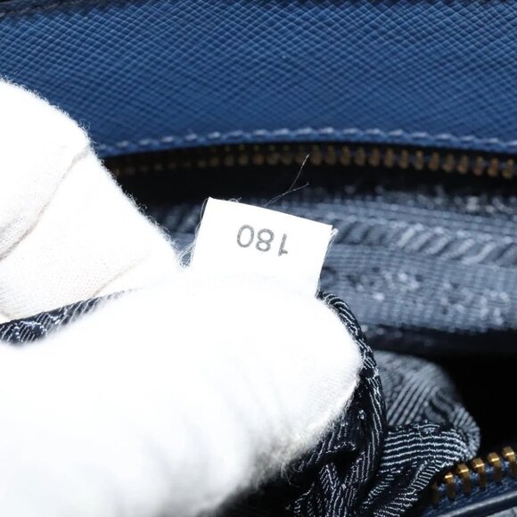 PRADA Hand Bag Safiano leather 2way Blue Gold Auth 125760 - Picture 9 of 14